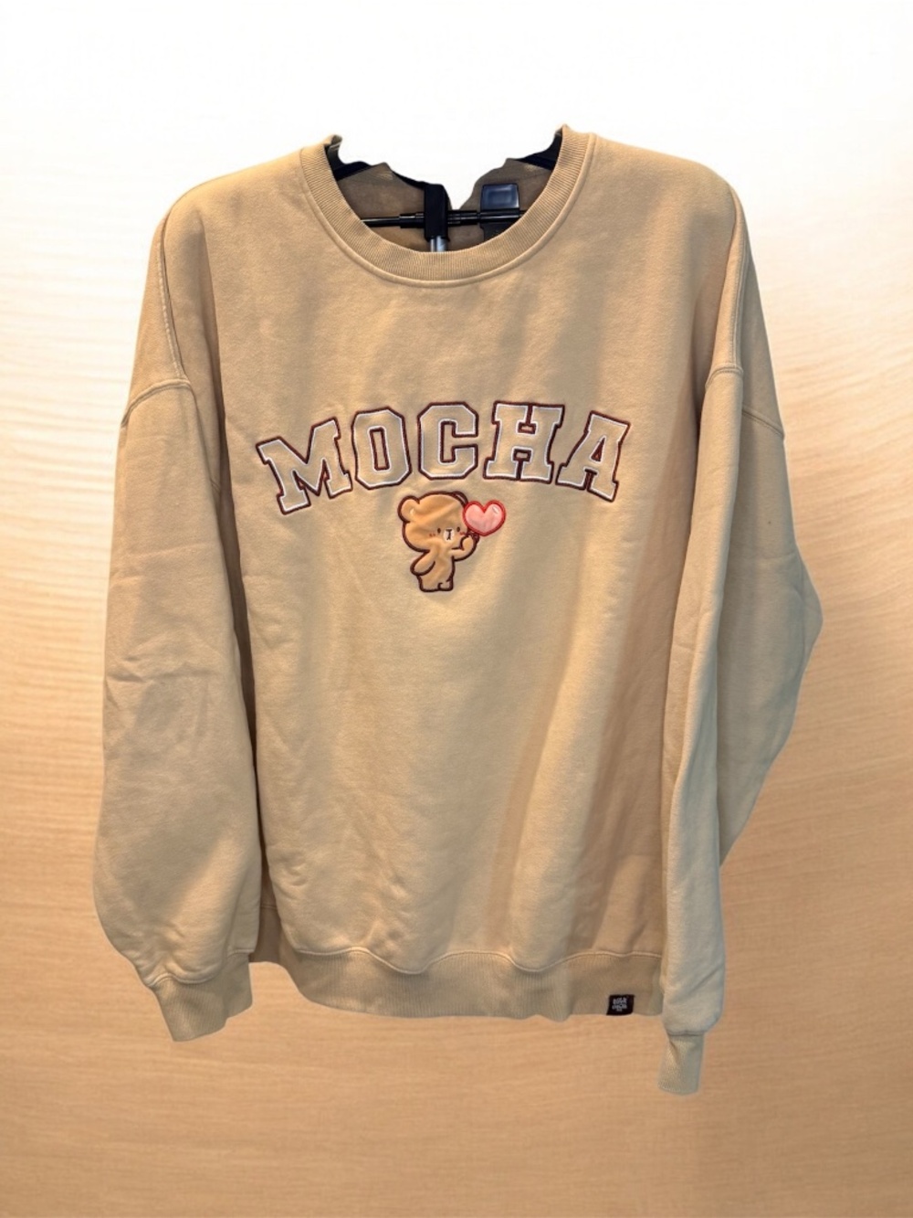 Milk Mocha Bear Sweatshirt 4XL Beige Embroidered MOCHA Bear Crewneck